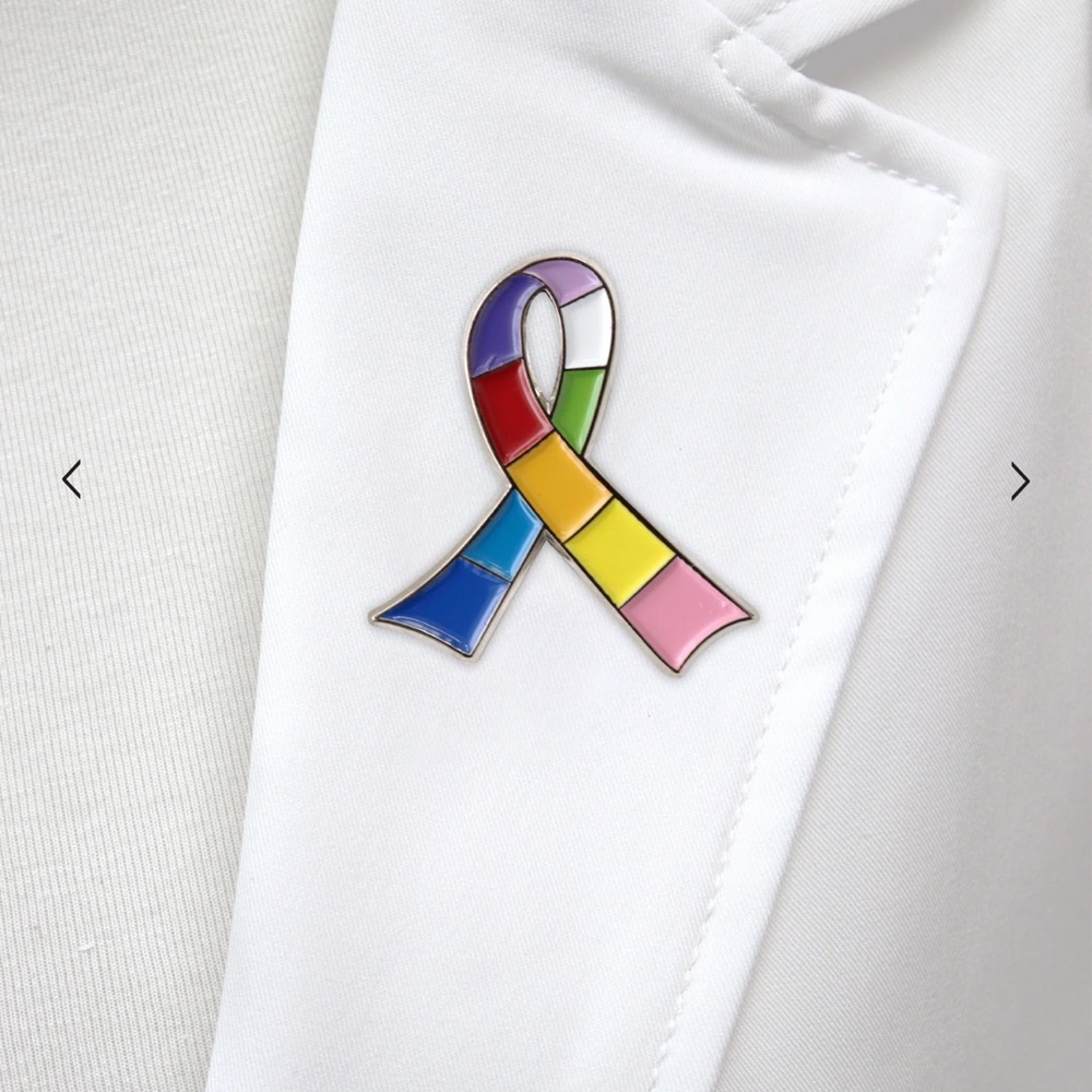 SCRUBS AND CLOGS Rainbow Ribbon Childhood Cancer Awareness Pin